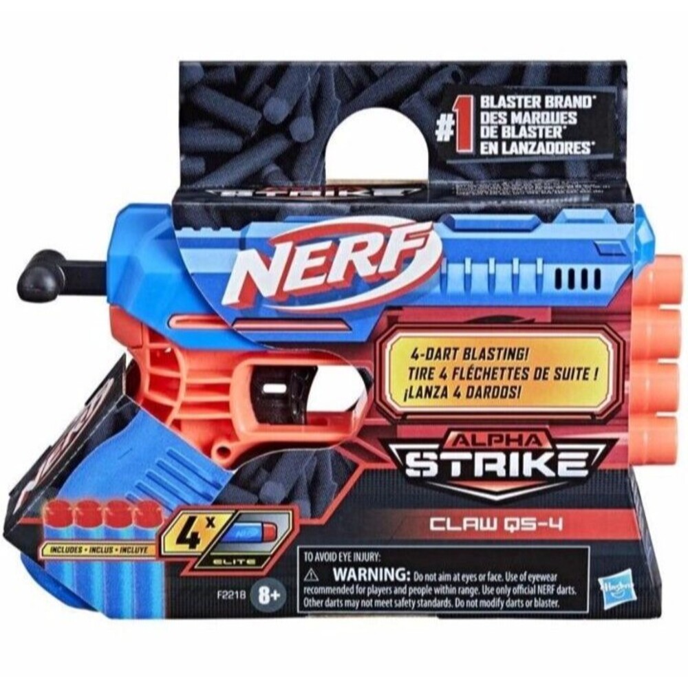 Nerf Alpha Strike Claw QS-4 Gun & 4 Darts Hasbro Toy #1 Blaster